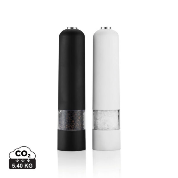 Electric pepper and salt mill set