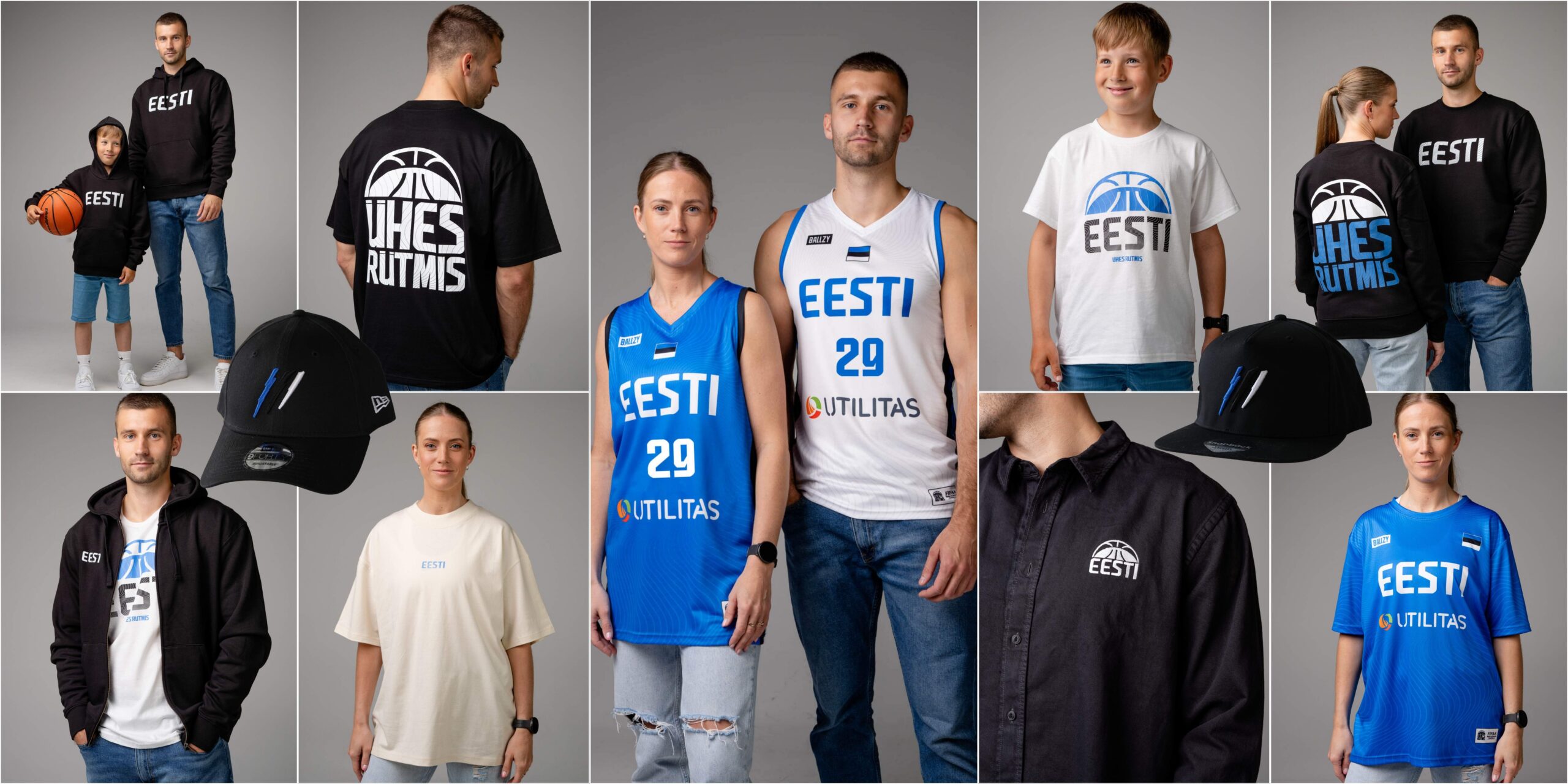 Eesti korvpallikoondise ametlik “Ühes rütmis” fännikollektsioon: pusad, särgid, mütsid ja mängusärgid